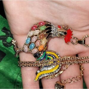 Betsey Johnson Colorful Rooster Necklace
